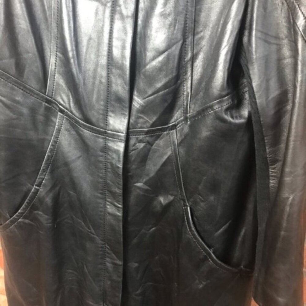 Danier Leather NEW Long Jacket Coat Wool Lined Pockets Zipper Snap Closure Tag L - Picture 11 of 16